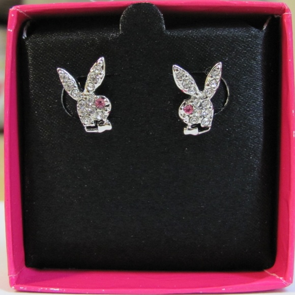 Playboy Earrings Bunny Stud Swarovski Crystal RARE - Picture 5 of 8